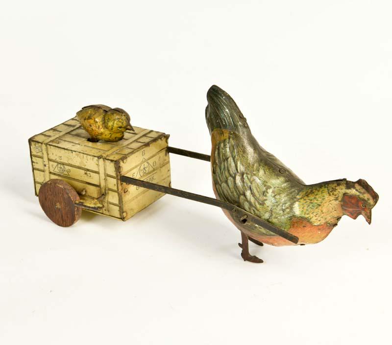 Hans Eberl, Huehnerkutsche: Hans Eberl, Chickens Carriage, Germany pw, tin, cw ok (slowly), paint d., rust d., C 3