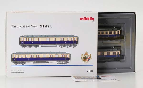 Marklin: Märklin, Kaiser Wilhelm train, W.-Germany, gauge H0, new!, condition 1 Beschreibung: Märklin, Kaiser Wilhelm Hofzug, W.-Germany, Spur H0, neu!, Z 1 (750)
