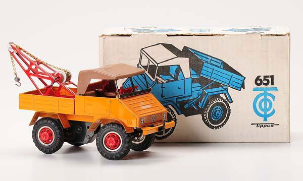 Tipp&Co: Tipp&Co. Unimog. W.-Germany. windup ok. original box condition 1. condition 1 Deutsche Beschreibung: Tipp&Co. Unimog. W.-Germany. 22cm. Uhrwerk ok. Okt Z 1. Z 1