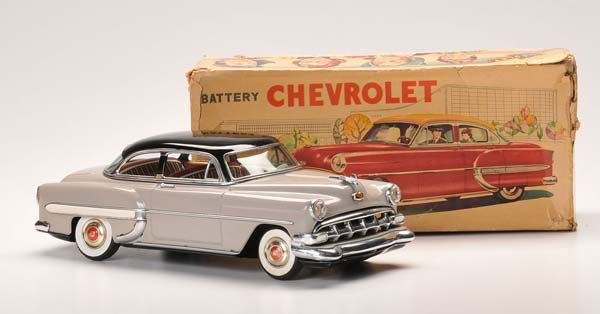 Marusan: Marusan. Chevrolet Bel Air. Japan. 29cm. electric drive ok. light ok. rare. original box condition 2-. condition 1 Deutsche Beschreibung: Marusan. Chevrolet Bel Air. Japan. 29cm. Elektroantrieb ok. L