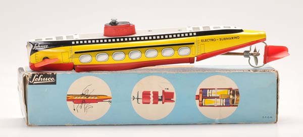 Schuco: Schuco. Elektro Submarine. 5552. W.-Germany. original box condition 2. condition 1. Deutsche Beschreibung: Schuco. Elektro Submarine 5552. W.-Germany. 32 cm. Okt Z 2. Z 1.