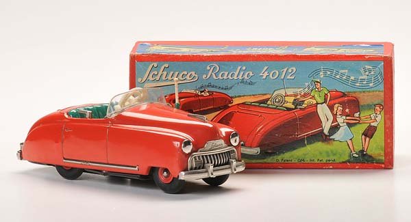 Schuco: Schuco. Radio 4012. W.-Germany. 2 windups ok. original box condition 1-. condition 2. Deutsche Beschreibung: Schuco. Radio 4012. W.-Germany. 17 cm. 2 Uhrwerke ok. Okt Z 1-. Z 2.