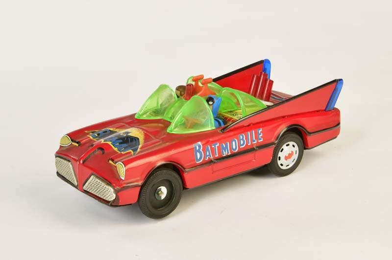 Batmobile: Batmobile, Taiwan, tin, function not checked, paint d., min. rust d., 2 hubcaps missing, C 2-3