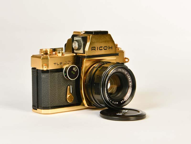 Ricoh, Spiegelreflexkamera TLS 401 vergoldet: Ricoh, Reflex Camera TLS 401 gilded, good condition