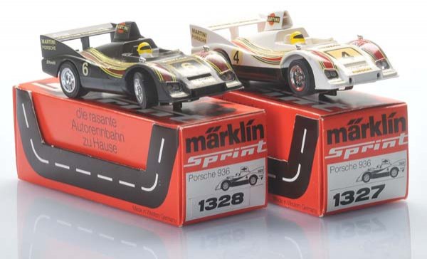 Porsche: Märklin Sprint, 2 Porsche 936, W.-Germany, mixed material, original box condition 1, condition 1 Märklin Sprint, 2 Porsche 936, W.-Germany, 13cm, Gemischtbauweise, Okt Z 1, Z 1