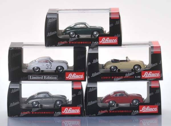 Porsche: Schuco, 5 Model Cars, 1/43, diecast, original box condition 1, condition 1 Schuco, 5 Modellautos, 1/43, Druckguss, Okt Z 1, Z 1