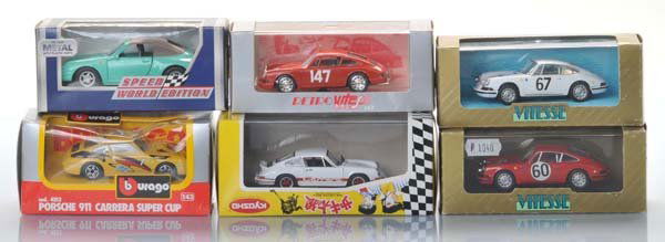 Porsche: Vitesse and other, 6 Porsche 911, 1/43, diecast, original box condition 1, condition 1 Vitesse und andere, 6 Porsche 911, 1/43, Druckguss, Okt Z 1, Z 1