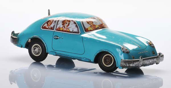 Porsche: Joustra, Porsche 356, France, tin, windup ok, paint damage, condition 2-3 Joustra, Porsche 356, France, 22cm, Blech, Uhrwerk ok, Lackmängel, Z 2-3