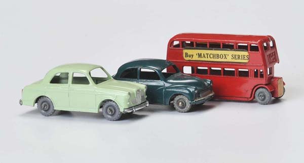 Matchbox: English Description: Matchbox, 2 cars & 1 London Bus, England, 54mm, diecast, no box, condition 1- Deutsche Beschreibung: Matchbox, 2 Pkws & 1 London Bus, England, 54mm,Druckguss, kein Karton, Z 1- (2