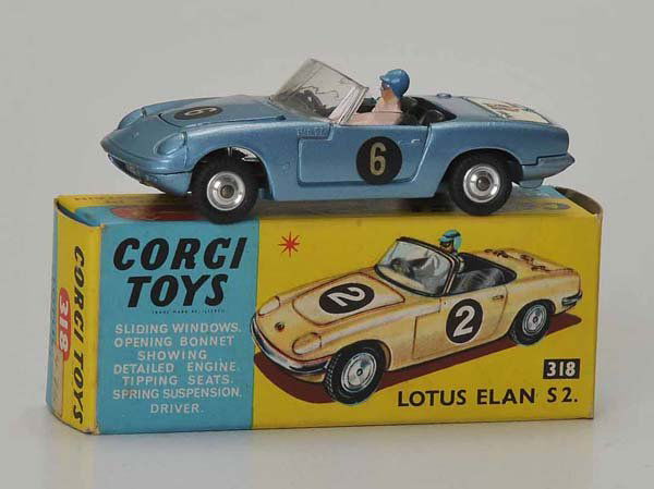 Corgi Toys: English Description: Corgi Toys, Lotus Elan (318), England, 1:43, diecast, original box condition 1, condition 1, Deutsche Beschreibung: Corgi Toys, Lotus Elan (318), England, 1:43, Druckguss, Okt Z