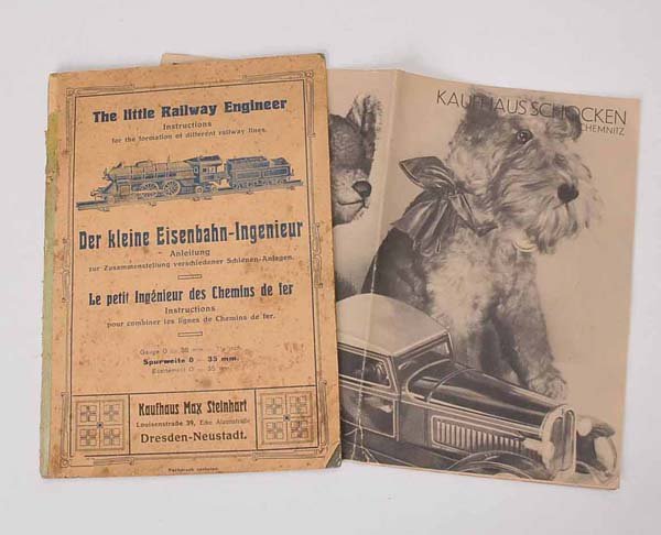 Brochure: English Description: Department Store Brochure 30ies+ Bing Railway Brochuret 30ies, serious traces of usage Deutsche Beschreibung: Kaufhaus Prospekt 30er Jahre+ Bing Eisenbahnprospekt 30er Jahre, star