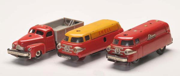 Schuco: English Description: Schuco, 3x Varianto Electric Car, W.-Germany, tin, battery drive not checked, condition 2-3, Deutsche Beschreibung: Schuco, 3x Varianto Elektro Auto, W.-Germany, je 12 cm, Blech,
