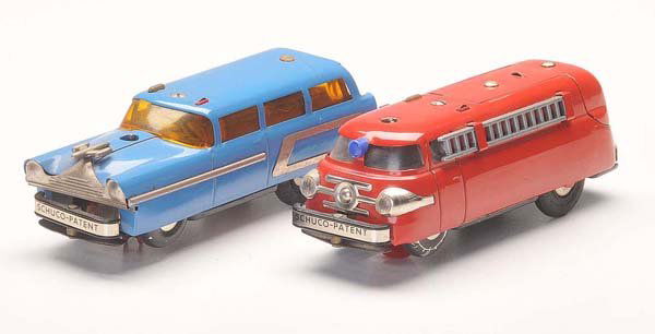 Schuco: English Description: Schuco, 2 Varianto Electric Cars, W.-Germany, tin, battery drive not checked, condition 2, Deutsche Beschreibung: Schuco, 2 Varianto Elektro Autos, W.-Germany, 12 cm, Blech, Batt