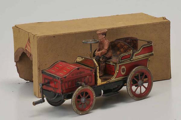 Hess: English Description: Hess, Cabrio with original figure, Germany prewar, 26cm, tin, drive ok, original box condition 4 (defect), good original condition Deutsche Beschreibung: Hess, Cabrio mit Origina