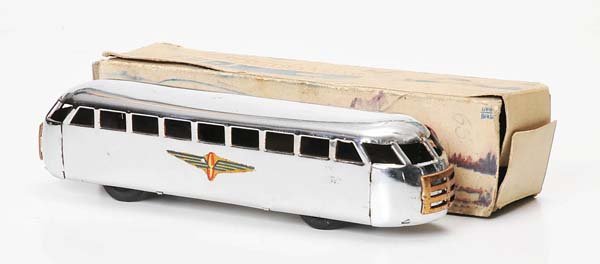 Ingap: English Description: Ingap, Rail Bus, Italy, 22cm, tin, friction ok, original box condition 3 side clips are missing, chrome-plated, 1 sticker damaged, apart from that very good, condition 2+ Deutsche