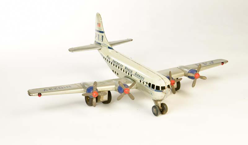 Gama, PAN AM Flugzeug: Gama, PAN AM Plane, W.-Germany, tin, friction ok, paint d., rust d., chrome faded, C 3-4