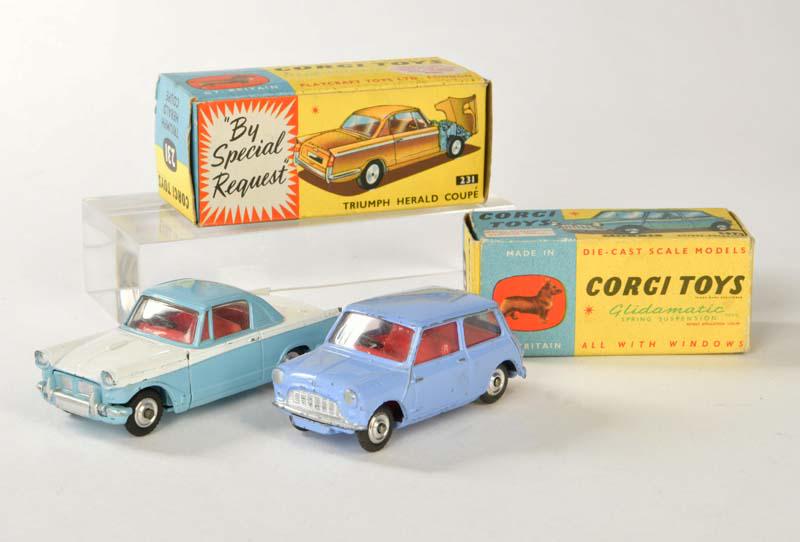 Corgi Toys, Triumph Herald Coupe + Morris Mini Minor (1 of 1)