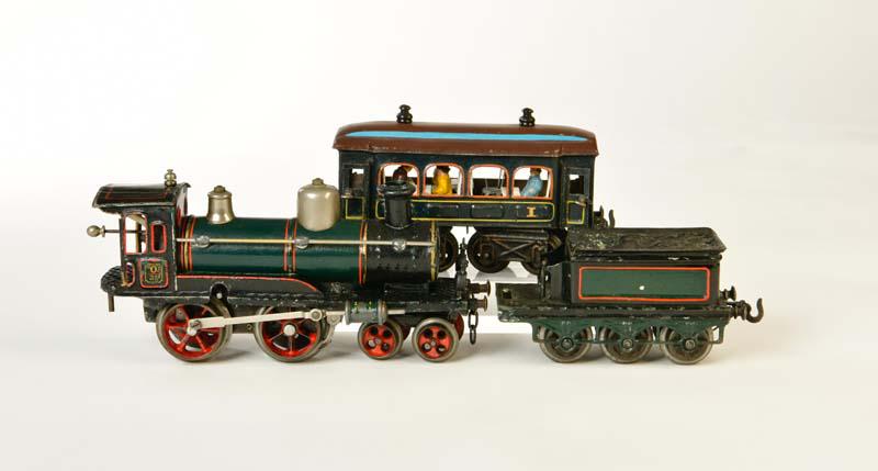 Bing, Lok mit Tender + Speisewagen: Bing, Loco with Tender + Dining Car, Germany pw, gauge 0, part. refinished, otherwise good condition