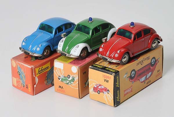 Convolute: Convolute Model Cars Schuco Micro Racer, Germany, original box condition 1, condition 1, Deutsche Beschreibung: Konvolut 3x Schuco Micro Racer, Polizei (1039P) + Feuerwehr (1039F) + Civil (1046), Germ
