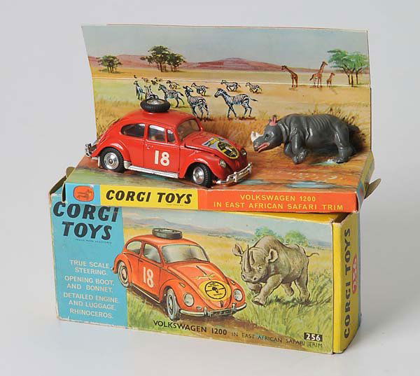 Corgi Toys: Corgi Toys, Volkswagen 1200 in East African Safari Trim, No 256, GB, 1:43 , original box condition 1, condition 1, Deutsche Beschreibung: Corgi Toys, Volkswagen 1200 in East African Safari Trim, No 25