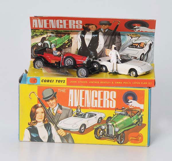 Corgi Toys: Corgi, The Avengers, 1/43, diecast, original box condition 1-, complete with 3 umbrellas, condition 1 Deutsche Beschreibung: Corgi, The Avengers, 1/43, Druckguss, Okt Z 1-, komplett mit 3 Schirmen, Z