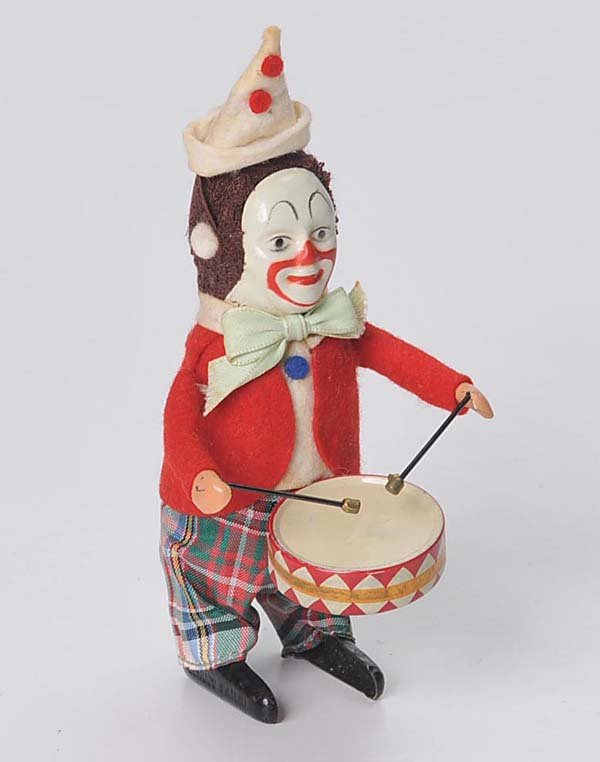 Schuco: Schuco, Drumming Clown, W.-Germany, 13,5cm, windup ok, condition 1 Deutsche Beschreibung: Schuco, Trommelnder Clown, W.-Germany, 13,5cm, Uhrwerk ok, Z 1, (2417)