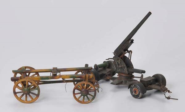 Tippco: Tippco+Lineol, Ornance and Carriage Frame, Germany prewar, 20-22cm, incomplete, condition 3-4 Deutsche Beschreibung: Tippco+Lineol, Geschütz und Kutschengestell, Germany VK, 20-22cm, unkomplett, Z 3-