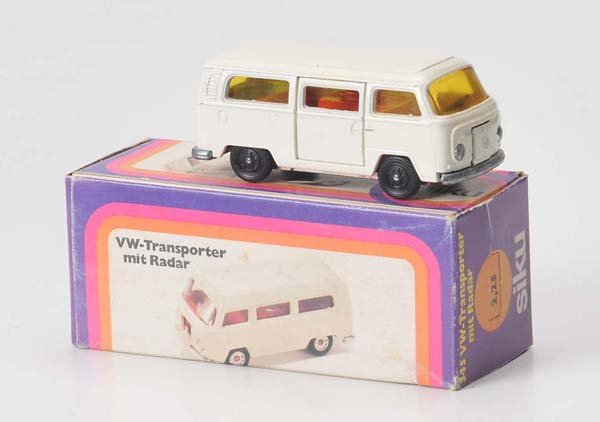 Siku: Siku, Van with radar VW Bus G2 V345, W-Germany, 1:60, diecast, original box condition 1, condition 1 Deutsche Beschreibung: Siku, Transporter mit Radar VW Bus G2 V345, W-Germany, 1:60, Druckguss, Okt.