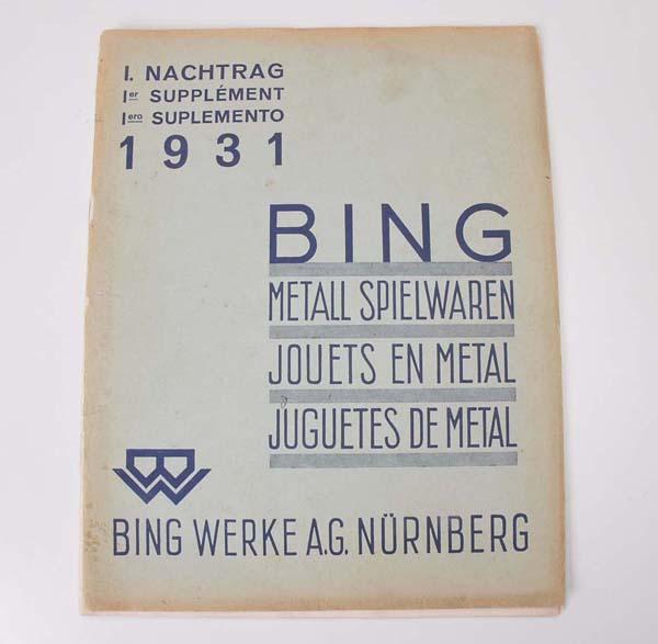 Bing: Bing, Amendment 1931, Germany prewar, rear page missing, 32 pages, Deutsche Beschreibung: Bing, Nachtrag 1931, Germany VK, Rückseite fehlt, 32 Seiten, (3129)