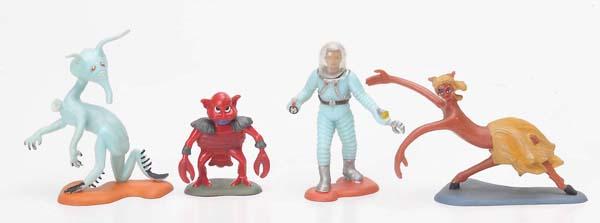 Elastolin: Elastolin, 2 Space Figures, W.-Germany, plastic, condition 1, Deutsche Beschreibung: Elastolin, 4 Space Figuren, W.-Germany, 5-8 cm, Kunststoff, Z 1, (2627)