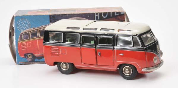Tippco: Tippco, VW Samba Bus, W.-Germany, tin, friction ok, minimal paint damage, reprobox, condition 1-2, Deutsche Beschreibung: Tippco, VW Samba Bus, W.-Germany, 23 cm, Blech, Friktion ok, minimale Lackmän