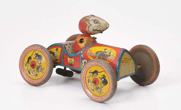 Ingap: Ingap, Mouse Car, Italy. 15 cm, tin, windup defective, paint damage, rusty, incomplete Deutsche Beschreibung: Ingap, Maus Auto, Italy, 15 cm, Blech, Uhrwerk defekt, Lackmängel, rostig, unkomplett (26