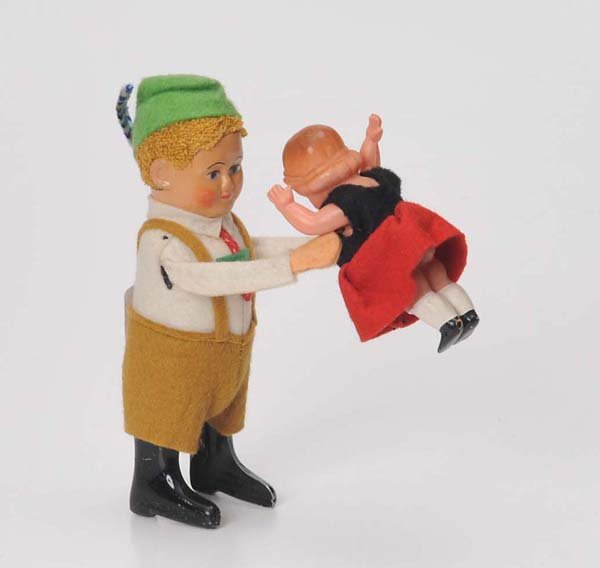Schuco: Schuco, Dancing figure 'Bavarian Dancing couple', Germany, 12 cm, windup ok, Z 1 Deutsche Beschreibung: Schuco, Tanzfigur 'Bayrisches Tanzpaar', Germany, 12 cm, Uhrwerk ok, Z 1, (2214)