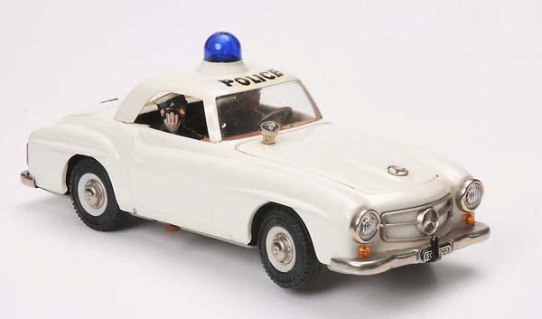 Schuco: Schuco, Razzia Car 5509 white, W.-Germany, tin, electric drive not checked, condition 1, Deutsche Beschreibung: Schuco, Razzia Car 5509 weiß, W.-Germany, 22 cm, Blech, Elektroantrieb nicht geprüft,