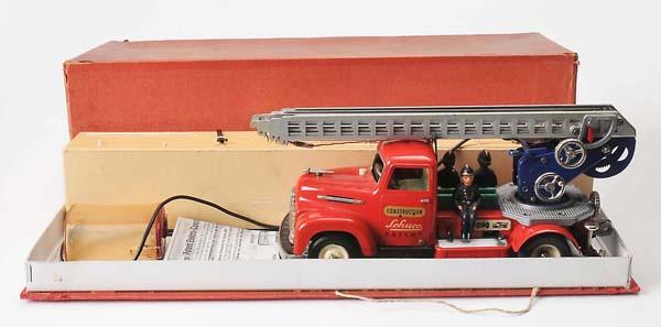 Schuco: Schuco, Fire Engine, W-Germany, 28 cm, tin, minimal paint damage, original box condition 2, condition 1- Deutsche Beschreibung: Schuco, Feuerwehr, W-Germany, 28 cm, Blech, min. Lackmängel, Okt. Z 2,