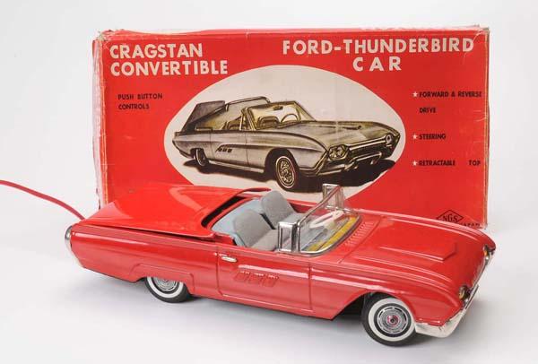 Yonezawa: Yonezawa, Cragston Ford Thunderbird, Japan, tin, electric drive + functions ok, original box condition 2, condition 1, Deutsche Beschreibung: Yonezawa, Cragston Ford Thunderbird, Japan, 29 cm, Blech, 