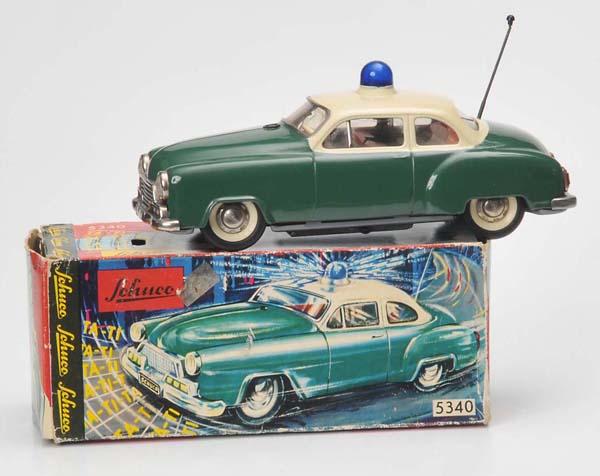 Schuco: Schuco, Alarm Car 5340, W.-Germany, tin, electro drive ok, original box condition 2+, condition 1- Deutsche Beschreibung: Schuco, Alarm Car 5340, W.-Germany, 21cm, Blech, Elektroantrieb ok, Okt Z 2+, 