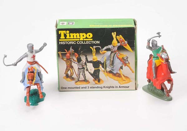 Timpo Toys: Timpo Toys, Convolute Knights, England, plastic, original box condition 1-2, condition 1 Deutsche Beschreibung: Timpo Toys, Konvolut Ritter, England, Kunststoff, Okt Z 1-2, Z 1, (285)