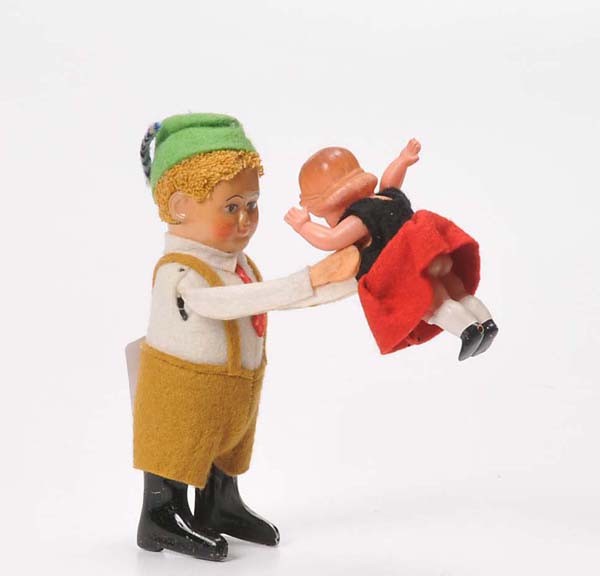 Schuco: Schuco, Dancing Figure 'Bavarian Couple', W.-Germany, 12 cm, windup ok, condition 1 Deutsche Beschreibung: Schuco, Tanzfigur ' Bayrisches Paar ', W.-Germany, 12 cm, Uhrwerk ok, Z 1, (2686)