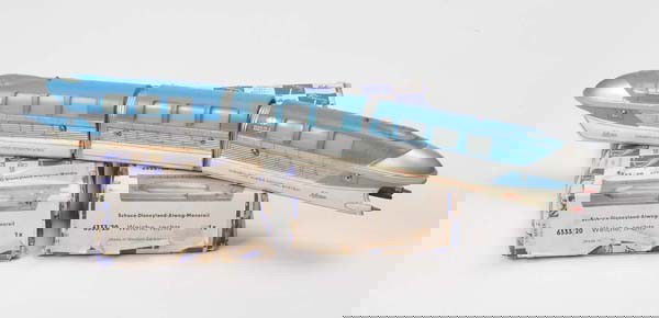 Schuco: Schuco, Monorail Train and 2 Switches, W.-Germany, 37 cm, mixed material, drive not checked, condition 1-2 Deutsche Beschreibung: Schuco, Monorail Zug und 2 Weichen, W.-Germany, 37 cm, Gemischtbauweis