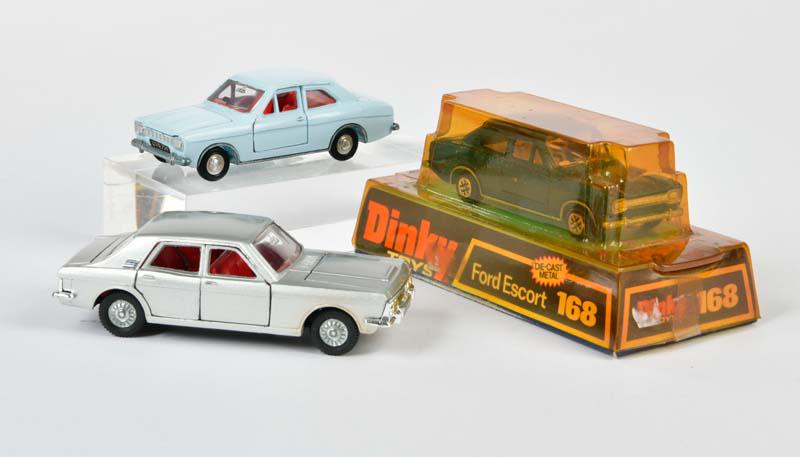 Dinky Toys, 2x Ford Escort + Ford Zodiac (1 of 1)