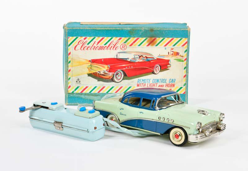 Electromobile: Electromobile, Japan, 21 cm, tin, function not checked, paint d., box C 2, C 2