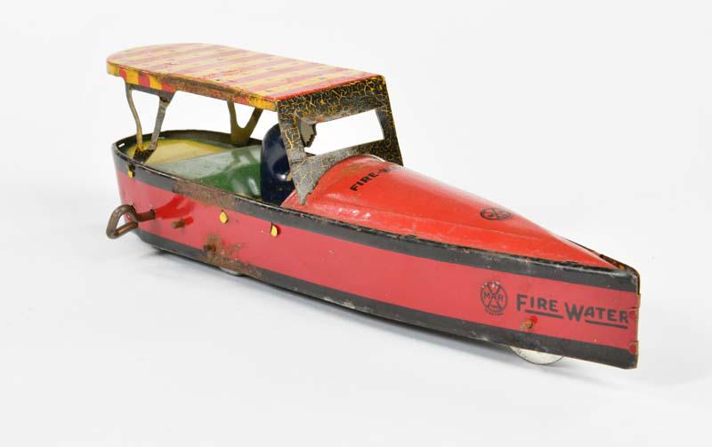 Marx, Fire Water Boat: Marx, Fire Water Boat, USA, 22 cm, tin, cw stiff, paint d., C 2-