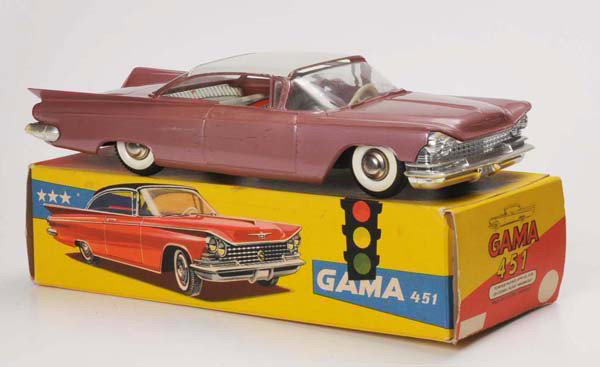 Gama: Gama, Plymouth 451, W.-Germany, mixed material, minimal damage to paint, original box condition 1-, condition 2+ Deutsche Beschreibung: Gama, Plymouth 451, W.-Germany, 22 cm, Gemischtbauweise, min. La