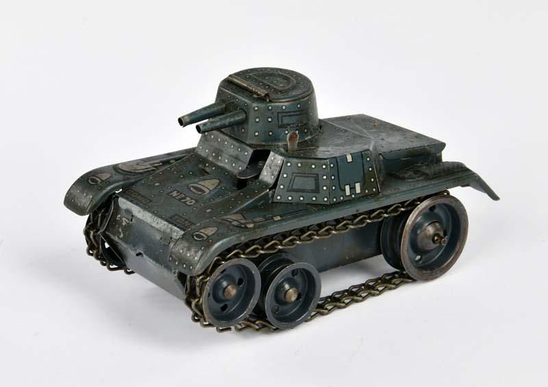 Gama, Panzer No 70: Gama, tank No 70, Germany pw, 14 cm, tin, UW defective, paint d., metal tracks, C 3