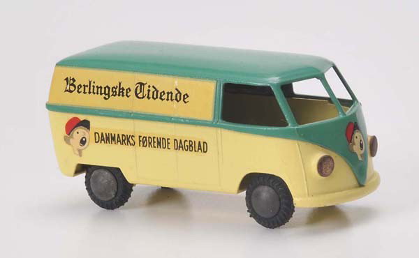Tekno: Tekno, VW Bus Berlingske Tidende, Denmark, diecast, condition 1-, Beschreibung:Tekno, VW Bus Berlingske Tidende, Denmark, 8 cm, Druckguss, Z 1-, (869)