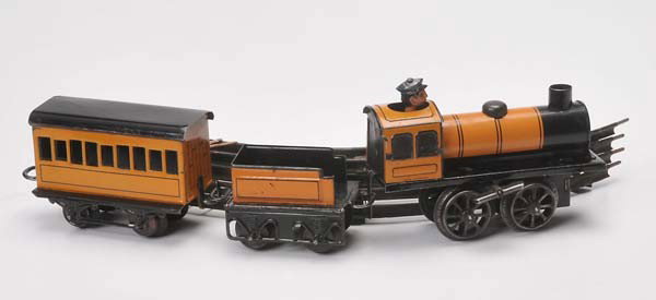Bub: Bub, 'Winke Winke' train, gauge 0, Germany prewar, windup ok, condition 1-2 Beschreibung:Bub, 'Winke Winke' Zug, Spur 0, Germany VK, Blech, Uhrwerk ok, Z 1-2(3234)