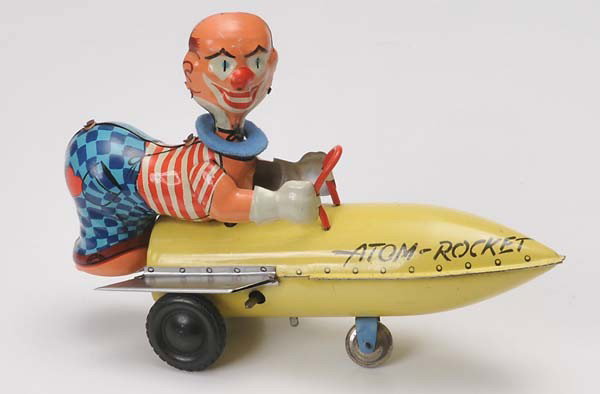 Bub: Bub, Atom Rocket, W-Germany, tin, windup ok, head loosely, otherwise good condition Beschreibung:Bub, Atom Rocket, 18 cm, W-Germany, Blech, Uhrwerk ok, Kopf locker, sonst guter Zustand, (2528)