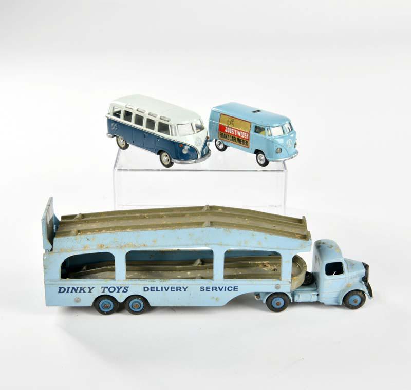 Dinky, Wiking + Corgi, Autotransporter + 2 VW Busse (1 of 1)