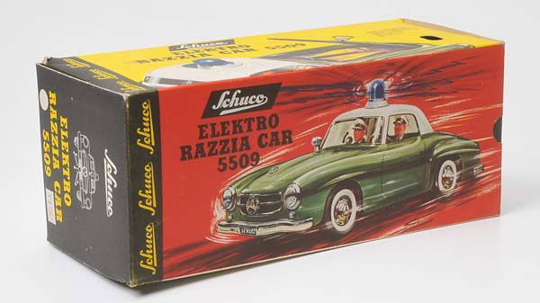 Schuco: Schuco, Empty Box "Razzia Car", with instructions, condition 1 Beschreibung: Schuco, Leerkarton "Razzia Car", mit Anleitung, Z 1, (3343)